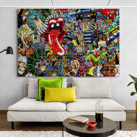 Abstract Music Graffiti Wall Art